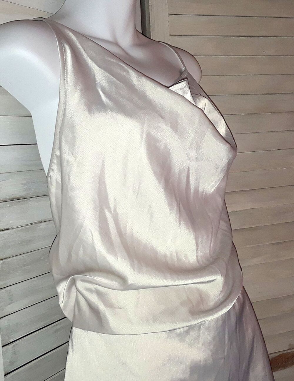 Missguided Satin Slip Dress Size Large Sleeveless Cowl Neckline Racer Back